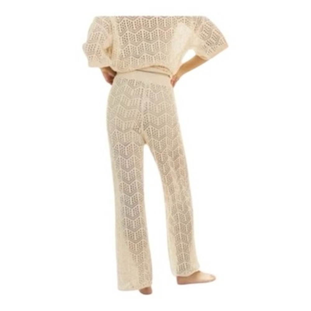 Bohme Crochet Pants Women’s Beige Full Length Boho Pants Size M NWT - Picture 4 of 8